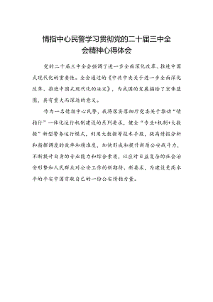 情指中心民警学习贯彻党的二十届三中全会精神心得体会.docx
