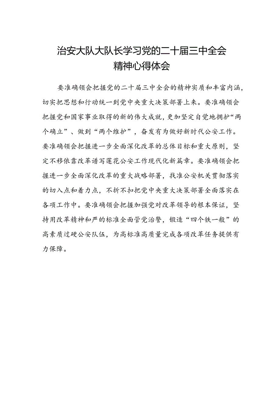 治安大队大队长学习党的二十届三中全会精神心得体会.docx_第1页