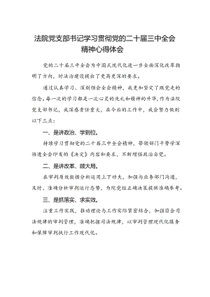 法院党支部书记学习贯彻党的二十届三中全会精神心得体会.docx