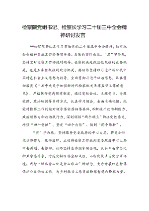 检察院党组书记、检察长学习二十届三中全会精神研讨发言.docx