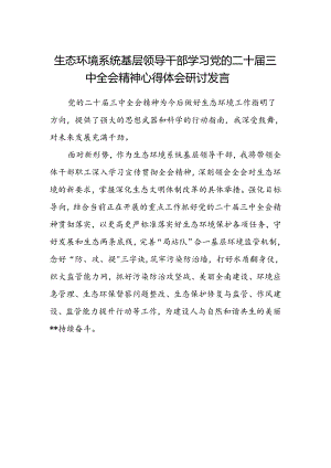生态环境系统基层领导干部学习党的二十届三中全会精神心得体会研讨发言.docx