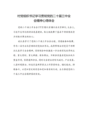 村党组织书记学习贯彻党的二十届三中全会精神心得体会.docx