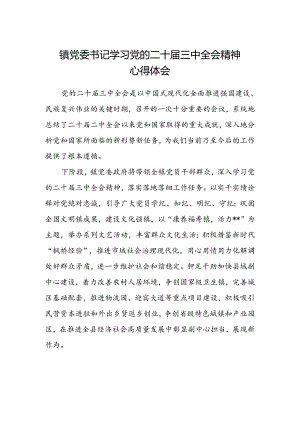 镇党委书记学习党的二十届三中全会精神心得体会.docx