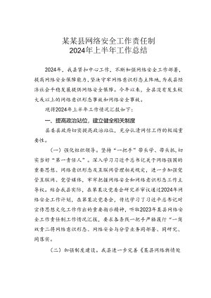 某某县网络安全工作责任制2024年上半年工作总结.docx