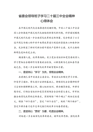 省委会领导班子学习二十届三中全会精神心得体会.docx