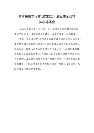 青年辅警学习贯彻党的二十届三中全会精神心得体会.docx