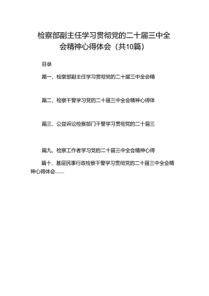 检察部副主任学习贯彻党的二十届三中全会精神心得体会（共10篇）.docx