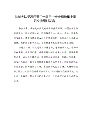 法制大队见习民警二十届三中全会精神集中学习交流研讨发言.docx