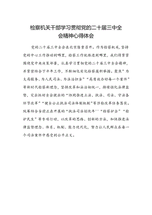 检察机关干部学习贯彻党的二十届三中全会精神心得体会.docx