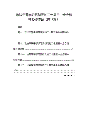 政法干警学习贯彻党的二十届三中全会精神心得体会【12篇精选】供参考.docx