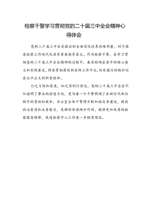 检察干警学习贯彻党的二十届三中全会精神心得体会精选.docx