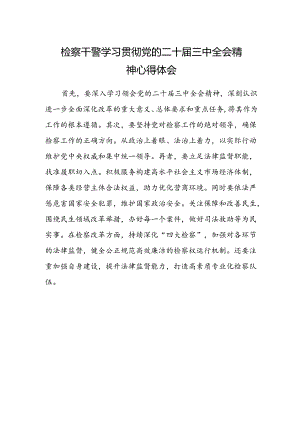 检察干警学习贯彻党的二十届三中全会精神心得体会样本.docx