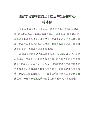 法官学习贯彻党的二十届三中全会精神心得体会范本 .docx