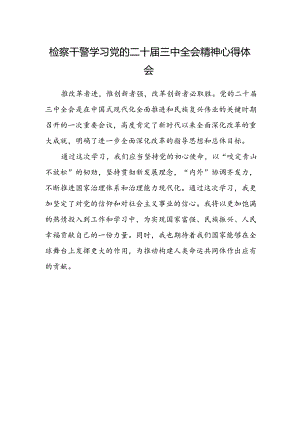 检察干警学习党的二十届三中全会精神心得体会.docx