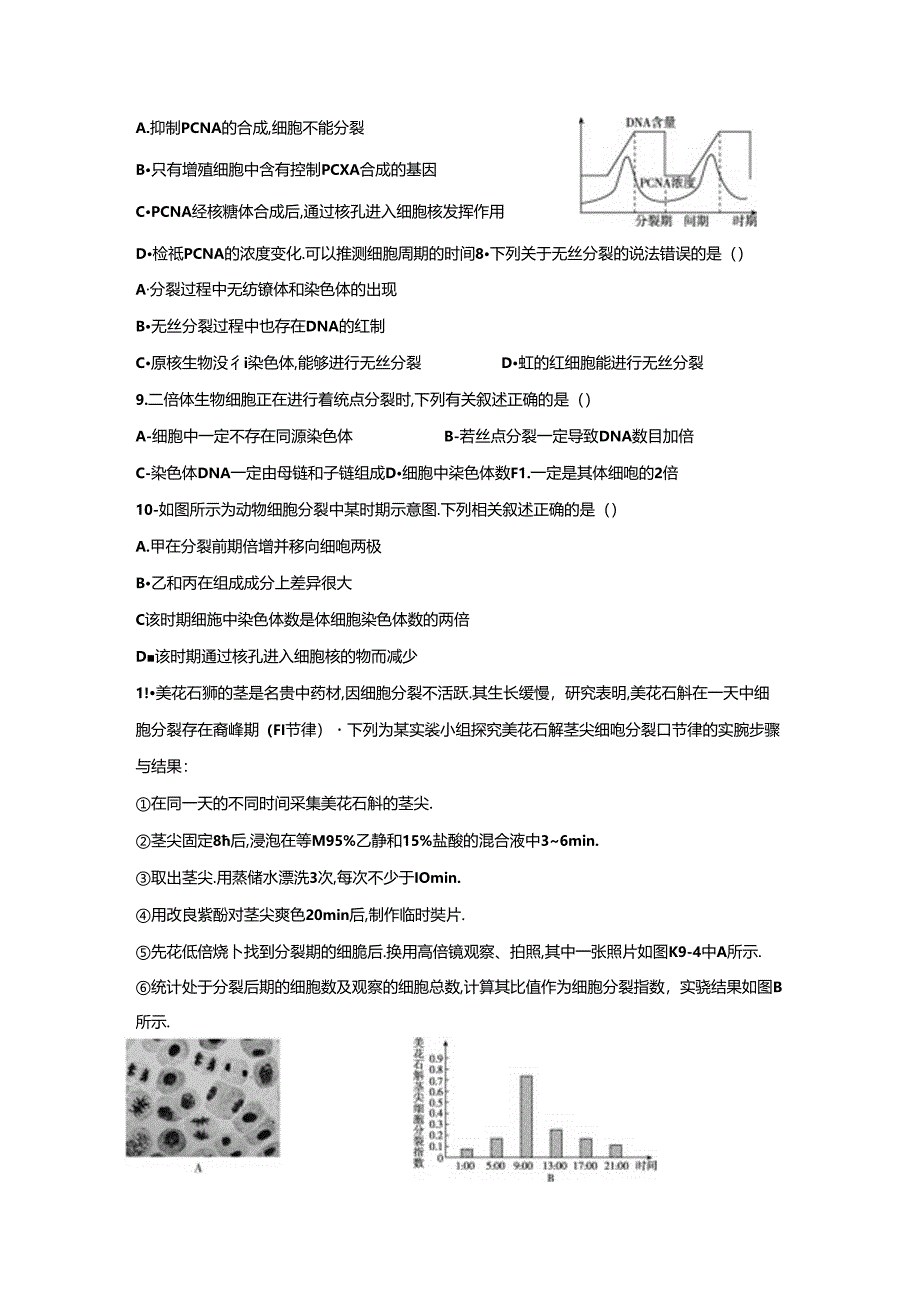 第十六天有关真核细胞分裂的叙述作业.docx_第3页