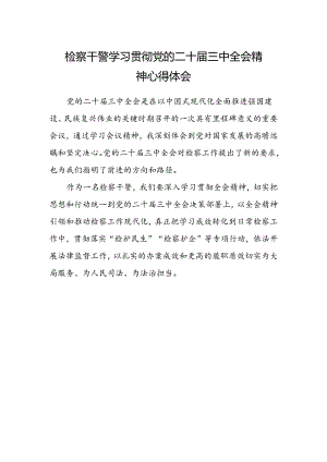 检察干警学习贯彻党的二十届三中全会精神心得体会精选.docx