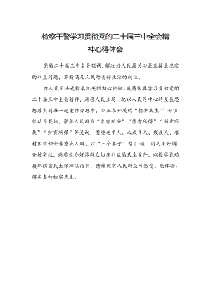 检察干警学习贯彻党的二十届三中全会精神心得体会范文.docx