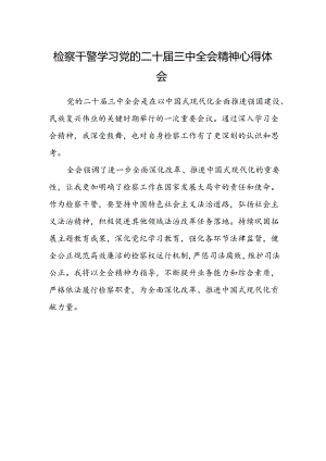 检察干警学习党的二十届三中全会精神心得体会范文.docx