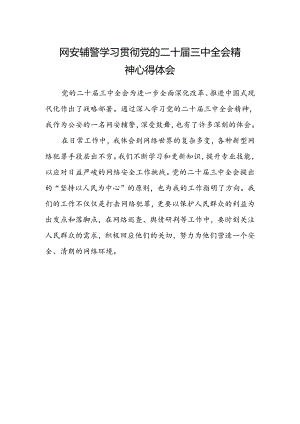 网安辅警学习贯彻党的二十届三中全会精神心得体会.docx