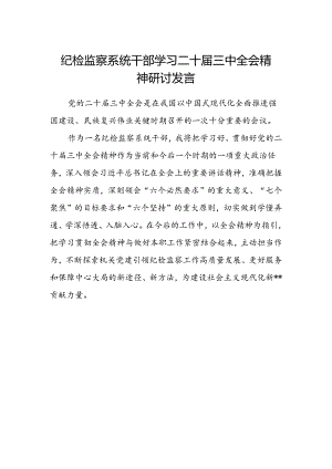 纪检监察系统干部学习二十届三中全会精神研讨发言.docx