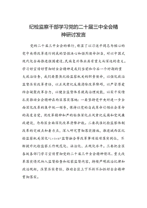 纪检监察干部学习党的二十届三中全会精神研讨发言精选.docx