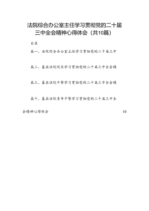 法院综合办公室主任学习贯彻党的二十届三中全会精神心得体会10篇（精选）.docx