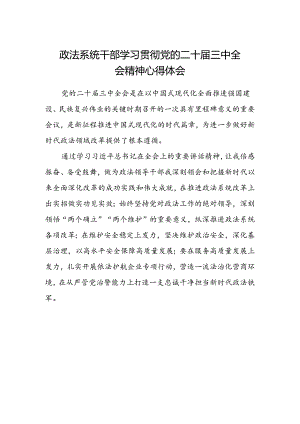 政法系统干部学习贯彻党的二十届三中全会精神心得体会.docx