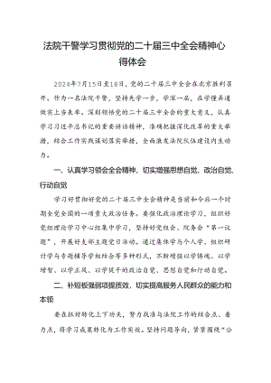 法院干警学习贯彻党的二十届三中全会精神心得体会.docx