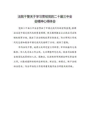 法院干警关于学习贯彻党的二十届三中全会精神心得体会.docx