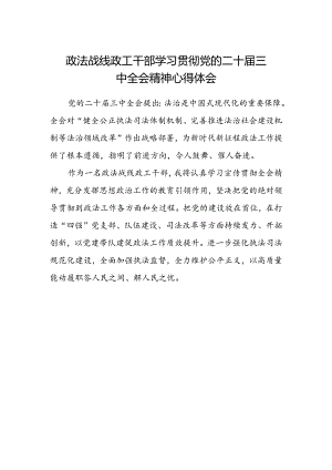 政法战线政工干部学习贯彻党的二十届三中全会精神心得体会.docx