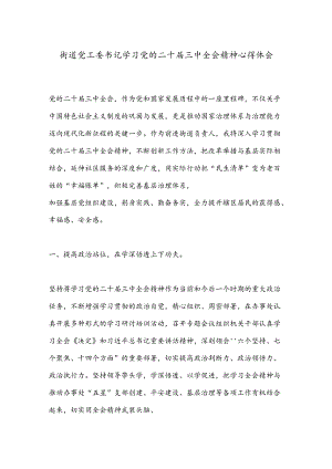 街道党工委书记学习党的二十届三中全会精神心得体会.docx