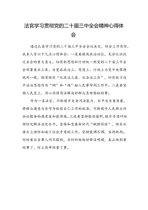 法官学习贯彻党的二十届三中全会精神心得体会 .docx