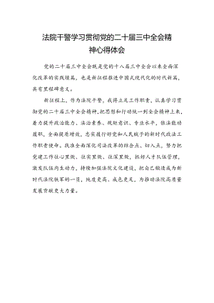法院干警学习贯彻党的二十届三中全会精神心得体会精选 .docx