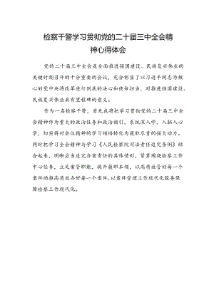 检察干警学习贯彻党的二十届三中全会精神心得体会样本 .docx