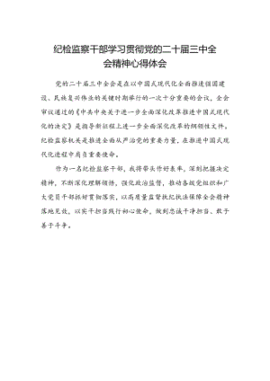 纪检监察干部学习贯彻党的二十届三中全会精神心得体会 (4).docx