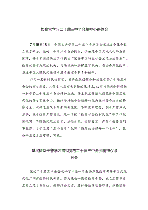 检察官学习二十届三中全会精神心得体会优选5篇.docx