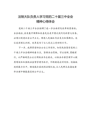 法制大队负责人学习党的二十届三中全会精神心得体会.docx