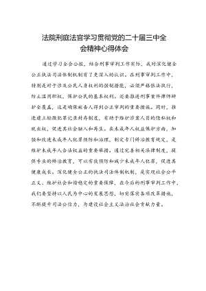 法院刑庭法官学习贯彻党的二十届三中全会精神心得体会.docx