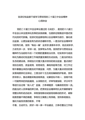 驻派纪检监察干部学习贯彻党的二十届三中全会精神心得体会8篇（详细版）.docx