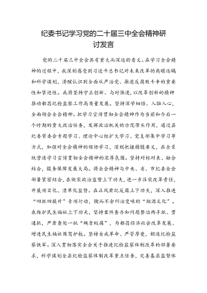 纪委书记学习党的二十届三中全会精神研讨发言.docx