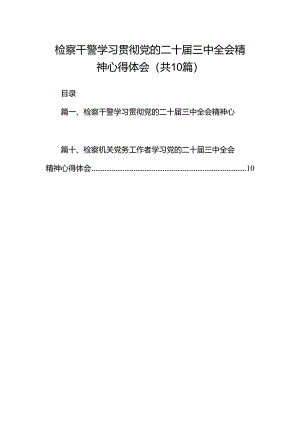 检察干警学习贯彻党的二十届三中全会精神心得体会10篇.docx