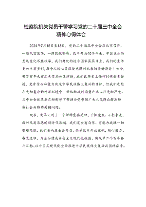 检察院机关党员干警学习党的二十届三中全会精神心得体会.docx