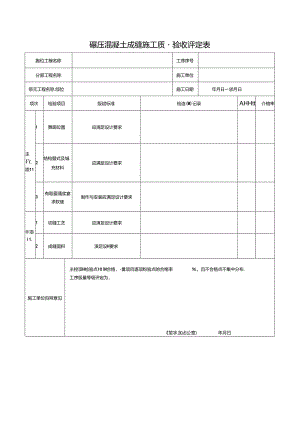 碾压混凝土成缝施工质量验收评定表.docx