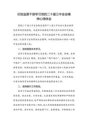 纪检监察干部学习党的二十届三中全会精神心得体会.docx