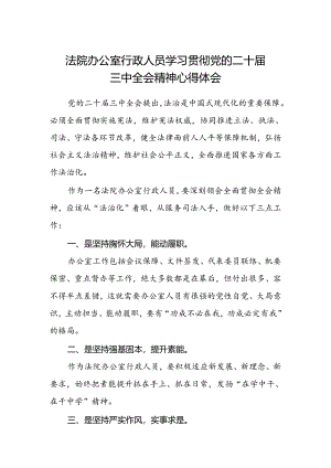 法院办公室行政人员学习贯彻党的二十届三中全会精神心得体会.docx