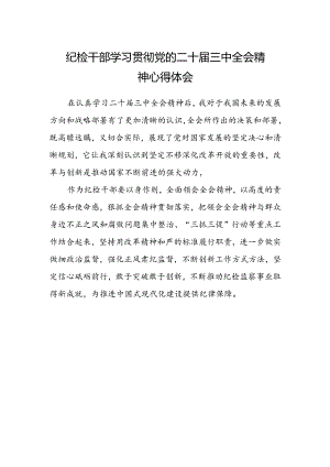 纪检干部学习贯彻党的二十届三中全会精神心得体会.docx