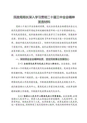 民政局局长深入学习贯彻二十届三中全会精神发言材料.docx