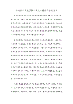 推进青年发展型城市建设心得体会座谈发言.docx