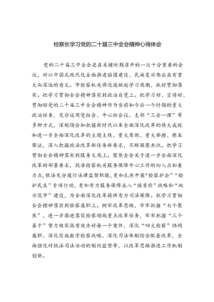 检察长学习党的二十届三中全会精神心得体会8篇（精选版）.docx
