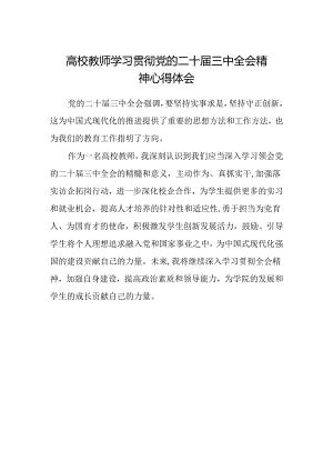 高校教师学习贯彻党的二十届三中全会精神心得体会 .docx